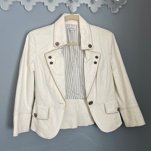 2000s BCBG cropped white 3/4 sleeve jacket - Picture 1 of 9